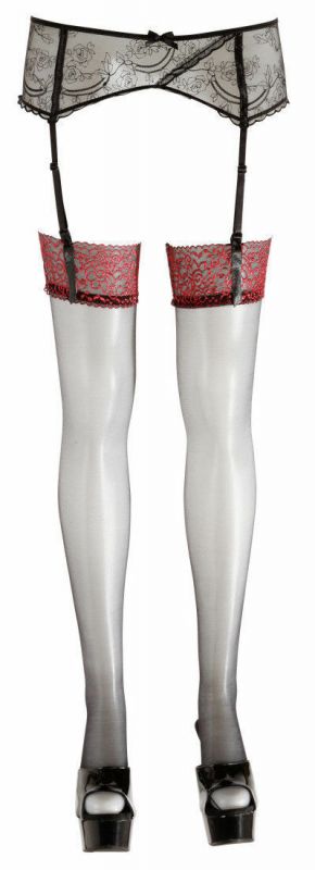 CALZE AUTOREGGENTI CON BALZA DI PIZZO ROSSO SCURO
