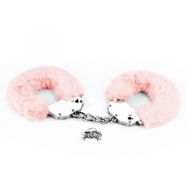 Manette in metallo e pelliccia rosa