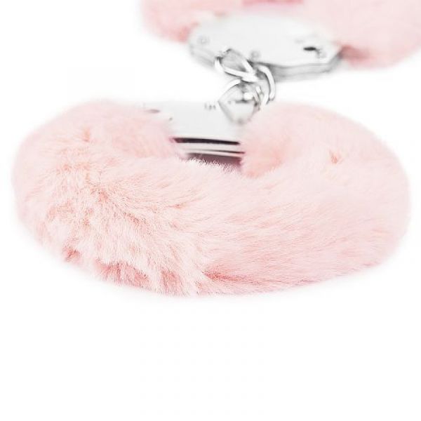 Manette in metallo e pelliccia rosa