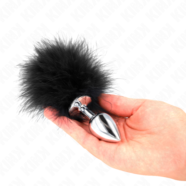 Plug anale in acciaio inossidabile con piuma 11 cm