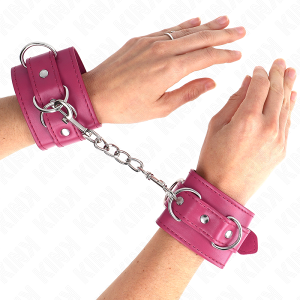 Manette da Polso Regolabili Rosa con 3 Anelli a D