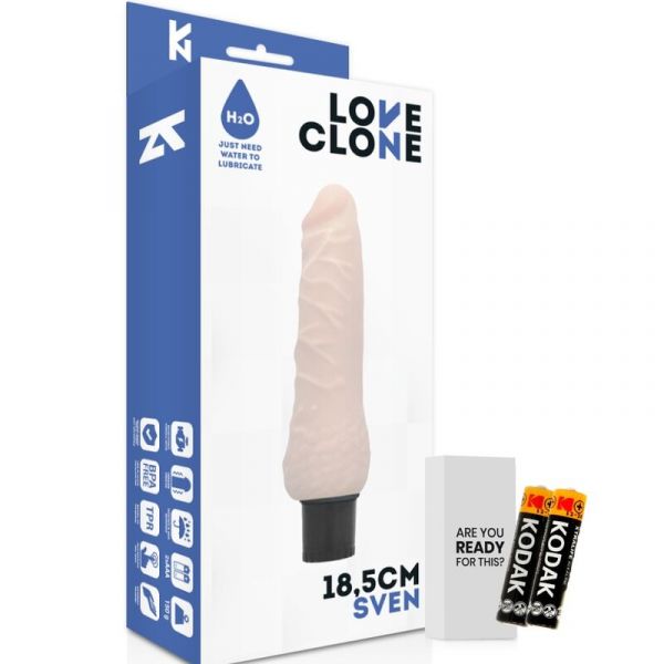 Vibratore auto lubrificante loveclone sven 18,5 cm