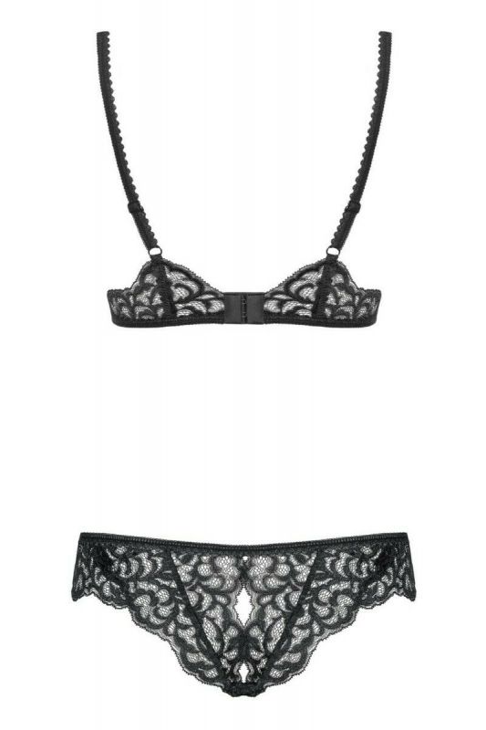 Laluna Completo intimo in tessuto glitterato e pizzo nero 2 pz