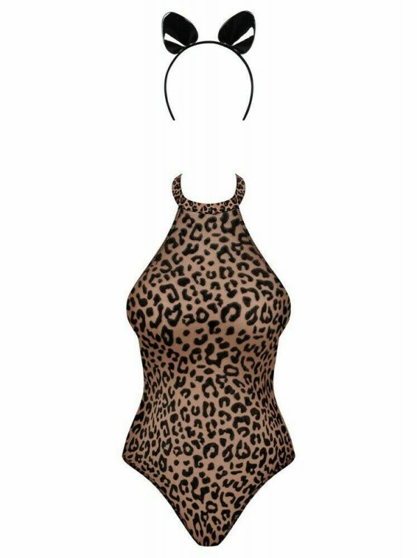 Leocatia Body leopardato con cerchietto travestimento