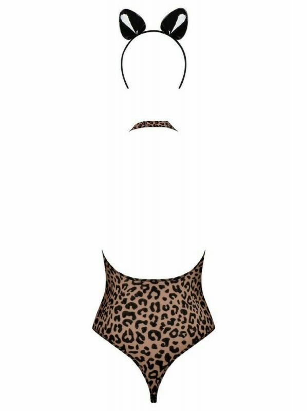 Leocatia Body leopardato con cerchietto travestimento