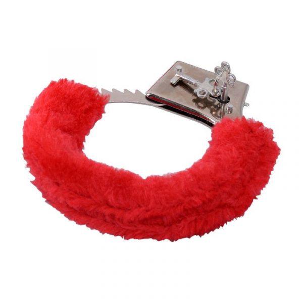 Manette con chiavi in pelliccia rosso