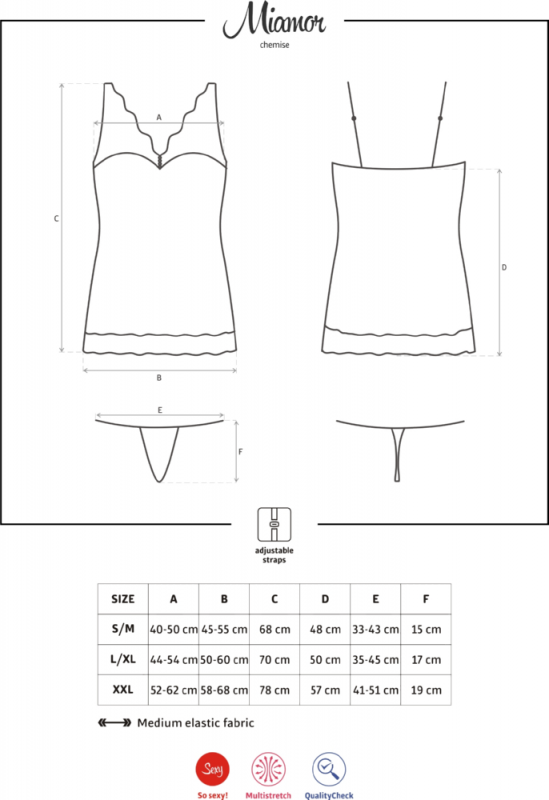 Miamor chemise nera con pizzo decorativo e perizoma