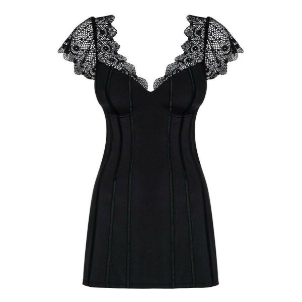 Moketta chemise sottoveste monocolorata con pizzo e tanga basso