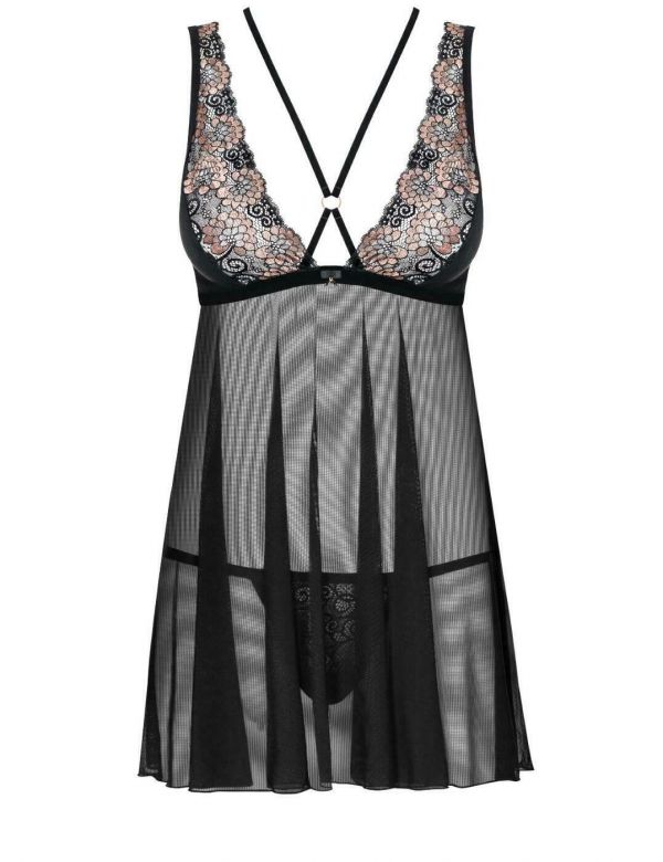 Obsessive camicia da notte trasparente e perizoma 873-BAB-1