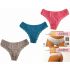 Perizoma donna in cotone elasticizzato e pizzo Noce-Corallo-Oceano