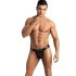 Perizoma uomo Jockstrap in tulle nero con rifiniture