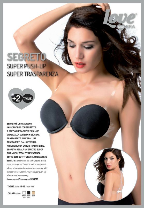 Segreto Reggiseno super push up con bretelle trasparenti