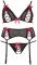 Set reggiseno reggicalze e perizoma con fiocchetti rose