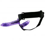 Vibratore viola doppio strapon per donna | Baile harness